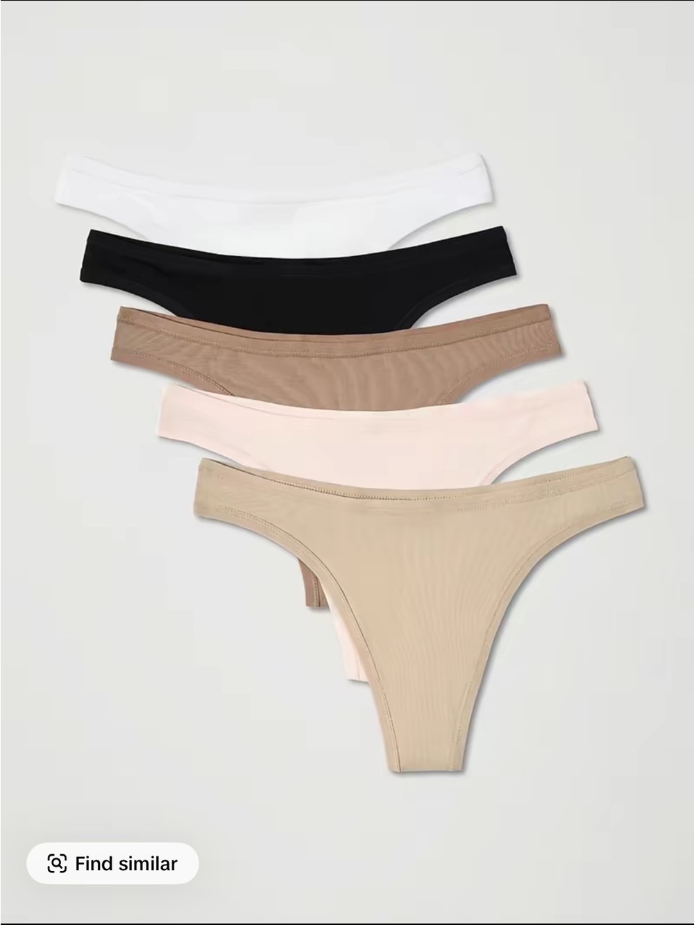 Pact 5-Pack Stretch Thong Set - Black, White, Nude, Blush, Taupe